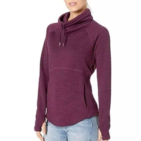 Marmot Women 's Annie Purple Long Sleeve Quilted Jacquard Cowl Neck Pullover S - Picture 2 of 10